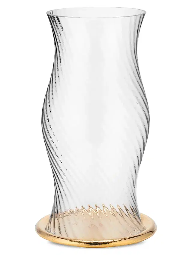 AERIN Milla Large Ceramic & Glass Hurricane - Clear Gold