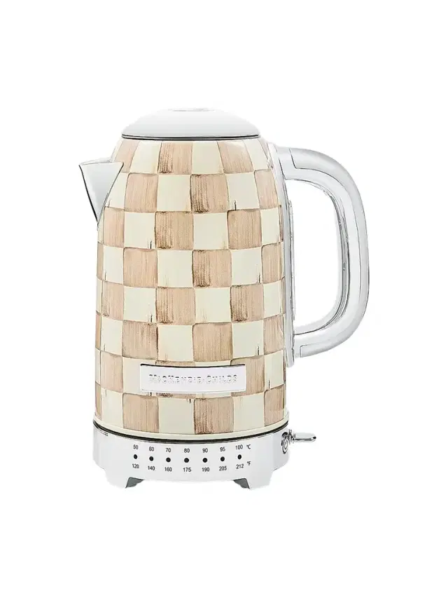 MacKenzie-Childs Mocha Check Electric Kettle