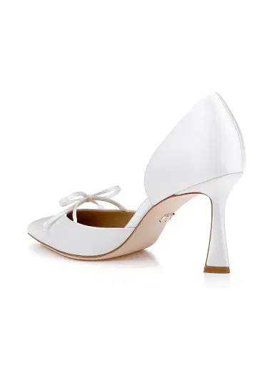 BADGLEY MISCHKA Women's Olympic 80MM Satin Pumps - White Satin - Size 11 | Thumbnail 3