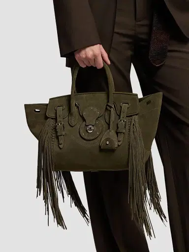 Ralph Lauren Collection Women's Soft Ricky 27 Fringe-Trim Suede Satchel | Thumbnail 2 Ralph Lauren Collection Women's Soft Ricky 27 Fringe-Trim Suede Satchel | Thumbnail 2