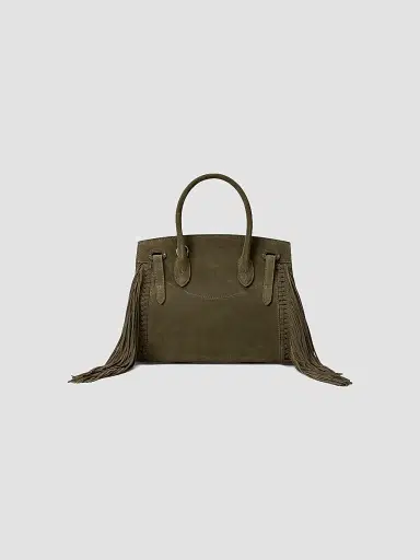 Ralph Lauren Collection Women's Soft Ricky 27 Fringe-Trim Suede Satchel | Thumbnail 6 Ralph Lauren Collection Women's Soft Ricky 27 Fringe-Trim Suede Satchel | Thumbnail 6