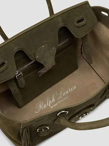 Ralph Lauren Collection Women's Soft Ricky 27 Fringe-Trim Suede Satchel | Thumbnail 7 Ralph Lauren Collection Women's Soft Ricky 27 Fringe-Trim Suede Satchel | Thumbnail 7