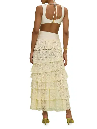 PatBO Women's Martina Ruffle Maxi Dress - Off White | Thumbnail 4 PatBO Women's Martina Ruffle Maxi Dress - Off White | Thumbnail 4