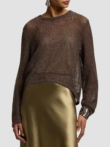 Ralph Lauren Collection Women's Metallic Mesh Crewneck Sweater - Cypress - Size XL | Thumbnail 3 Ralph Lauren Collection Women's Metallic Mesh Crewneck Sweater - Cypress - Size XL | Thumbnail 3