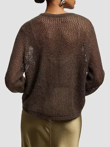 Ralph Lauren Collection Women's Metallic Mesh Crewneck Sweater - Cypress - Size XL | Thumbnail 4 Ralph Lauren Collection Women's Metallic Mesh Crewneck Sweater - Cypress - Size XL | Thumbnail 4