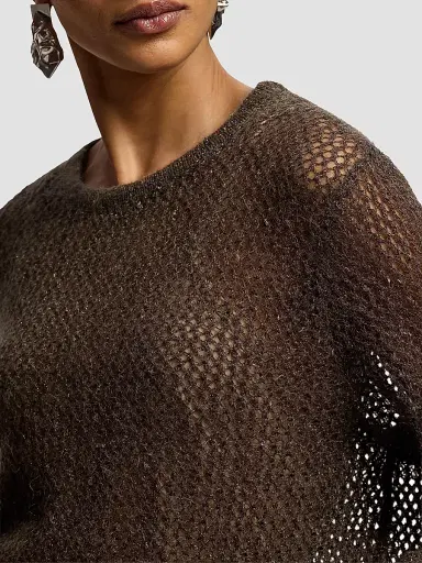 Ralph Lauren Collection Women's Metallic Mesh Crewneck Sweater - Cypress - Size XL | Thumbnail 5 Ralph Lauren Collection Women's Metallic Mesh Crewneck Sweater - Cypress - Size XL | Thumbnail 5