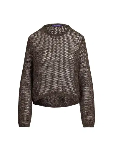 Ralph Lauren Collection Women's Metallic Mesh Crewneck Sweater - Cypress - Size XL | Thumbnail 1 Ralph Lauren Collection Women's Metallic Mesh Crewneck Sweater - Cypress - Size XL | Thumbnail 1