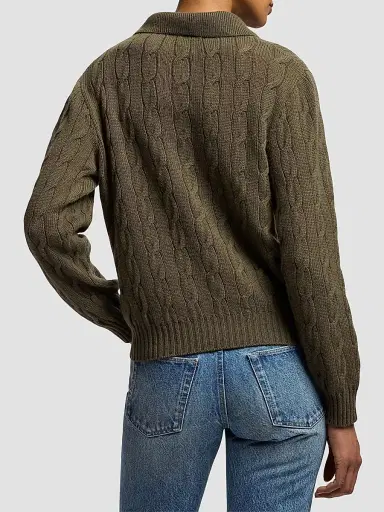 Ralph Lauren Collection Women's Cable-Knit Cashmere Polo Sweater | Thumbnail 5 Ralph Lauren Collection Women's Cable-Knit Cashmere Polo Sweater | Thumbnail 5