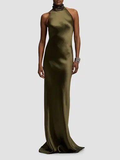 Ralph Lauren Collection Women's Chilton Satin Evening Dress - Cypress - Size 8 | Thumbnail 3 Ralph Lauren Collection Women's Chilton Satin Evening Dress - Cypress - Size 8 | Thumbnail 3