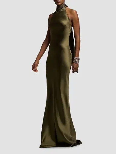 Ralph Lauren Collection Women's Chilton Satin Evening Dress - Cypress - Size 8 | Thumbnail 4 Ralph Lauren Collection Women's Chilton Satin Evening Dress - Cypress - Size 8 | Thumbnail 4