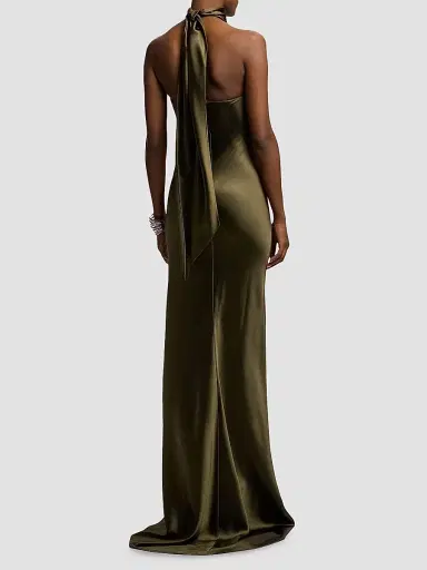 Ralph Lauren Collection Women's Chilton Satin Evening Dress - Cypress - Size 8 | Thumbnail 5 Ralph Lauren Collection Women's Chilton Satin Evening Dress - Cypress - Size 8 | Thumbnail 5