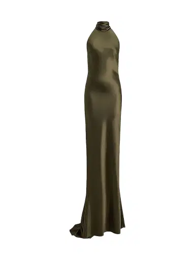 Ralph Lauren Collection Women's Chilton Satin Evening Dress - Cypress - Size 8 | Thumbnail 1 Ralph Lauren Collection Women's Chilton Satin Evening Dress - Cypress - Size 8 | Thumbnail 1