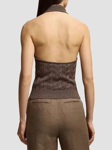 Ralph Lauren Collection Women's Cable-Knit Halter Polo Sweater | Thumbnail 4 Ralph Lauren Collection Women's Cable-Knit Halter Polo Sweater | Thumbnail 4