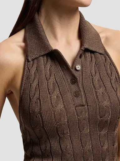 Ralph Lauren Collection Women's Cable-Knit Halter Polo Sweater | Thumbnail 5 Ralph Lauren Collection Women's Cable-Knit Halter Polo Sweater | Thumbnail 5