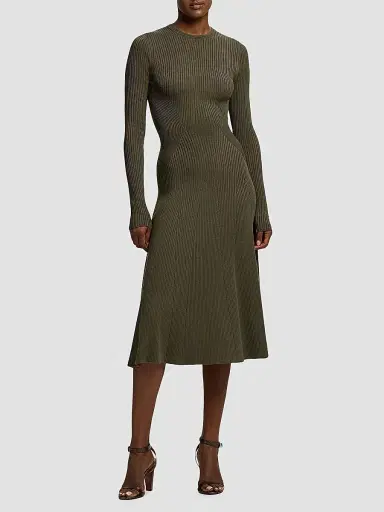 Ralph Lauren Collection Women's Parson Rib-Knit Day Dress - Cypress - Size XS | Thumbnail 2