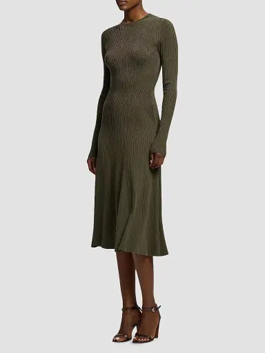Ralph Lauren Collection Women's Parson Rib-Knit Day Dress - Cypress - Size XS | Thumbnail 3