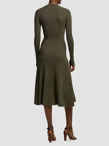 Ralph Lauren Collection Women's Parson Rib-Knit Day Dress - Cypress - Size XS | Thumbnail 4
