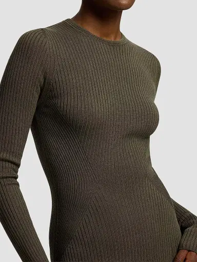 Ralph Lauren Collection Women's Parson Rib-Knit Day Dress - Cypress - Size XS | Thumbnail 5