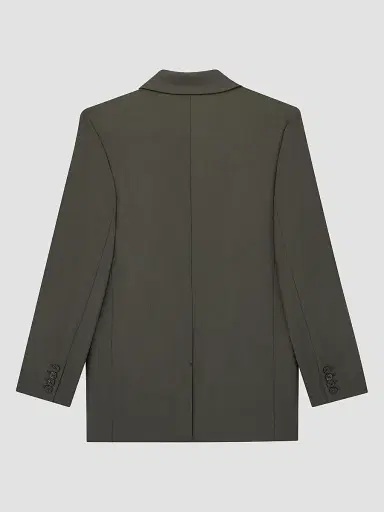 Saint Laurent Women's Double-Breasted Short Jacket in Wool Gabardine - Kaki | Thumbnail 2 Saint Laurent Women's Double-Breasted Short Jacket in Wool Gabardine - Kaki | Thumbnail 2