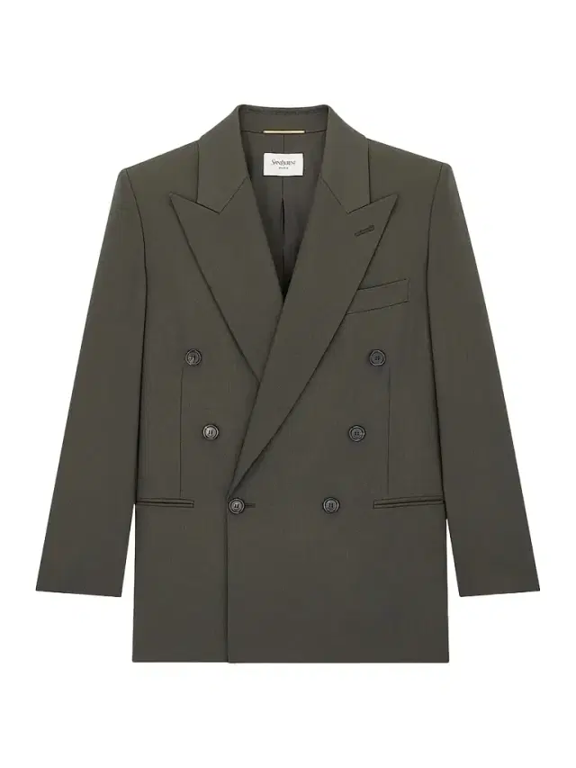 Women's Double-Breasted Short Jacket in Wool Gabardine - Kaki