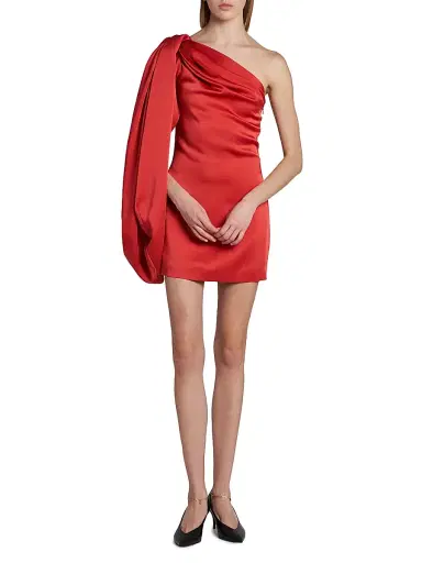 Stella McCartney Women's Satin Drape Mini Dress - Tomato - Size 10 | Thumbnail 2 Stella McCartney Women's Satin Drape Mini Dress - Tomato - Size 10 | Thumbnail 2