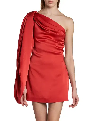Stella McCartney Women's Satin Drape Mini Dress - Tomato - Size 10 | Thumbnail 3 Stella McCartney Women's Satin Drape Mini Dress - Tomato - Size 10 | Thumbnail 3