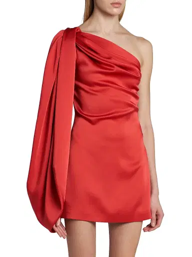 Stella McCartney Women's Satin Drape Mini Dress - Tomato - Size 10 | Thumbnail 4 Stella McCartney Women's Satin Drape Mini Dress - Tomato - Size 10 | Thumbnail 4