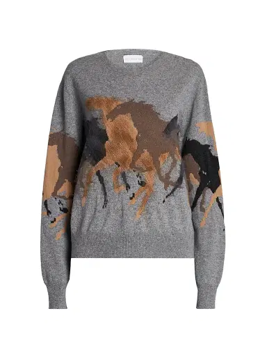 Stella McCartney Women's Racing Horses Wool Sweater | Thumbnail 1 Stella McCartney Women's Racing Horses Wool Sweater | Thumbnail 1