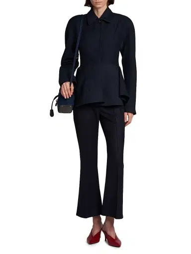 Stella McCartney Women's Flannel Kick Flared Pants - Navy - Size 12 | Thumbnail 2
