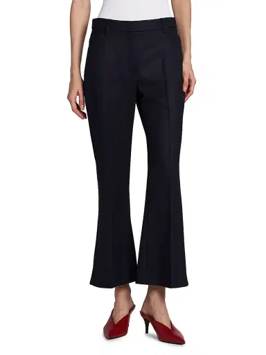 Stella McCartney Women's Flannel Kick Flared Pants - Navy - Size 12 | Thumbnail 3