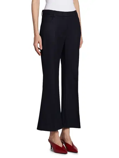Stella McCartney Women's Flannel Kick Flared Pants - Navy - Size 12 | Thumbnail 4