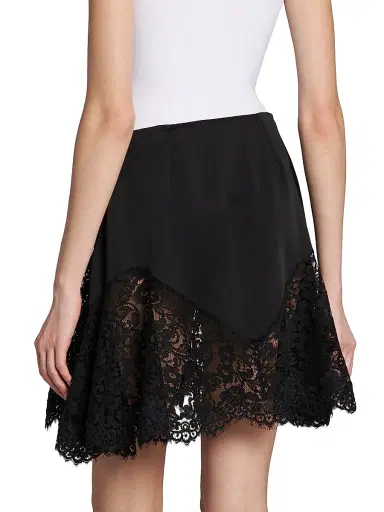 Stella McCartney Women's Satin Lace-Trimmed Skirt - Black - Size 10 | Thumbnail 5 Stella McCartney Women's Satin Lace-Trimmed Skirt - Black - Size 10 | Thumbnail 5