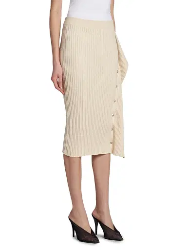 Stella McCartney Women's Rib-Knit Cotton Snap Midi Skirt - | Thumbnail 4 Stella McCartney Women's Rib-Knit Cotton Snap Midi Skirt - | Thumbnail 4