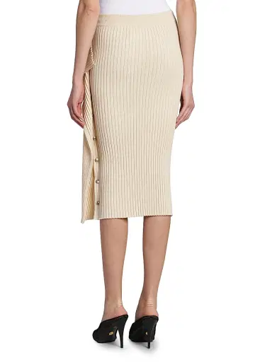 Stella McCartney Women's Rib-Knit Cotton Snap Midi Skirt - | Thumbnail 5 Stella McCartney Women's Rib-Knit Cotton Snap Midi Skirt - | Thumbnail 5