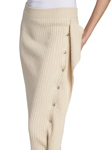 Stella McCartney Women's Rib-Knit Cotton Snap Midi Skirt - | Thumbnail 6 Stella McCartney Women's Rib-Knit Cotton Snap Midi Skirt - | Thumbnail 6