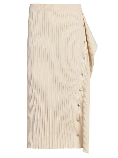 Stella McCartney Women's Rib-Knit Cotton Snap Midi Skirt - | Thumbnail 1 Stella McCartney Women's Rib-Knit Cotton Snap Midi Skirt - | Thumbnail 1