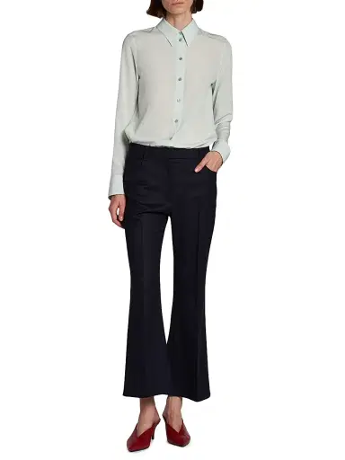 Stella McCartney Women's Iconic Silk Shirt - Frosty Blue - Size 12 | Thumbnail 2