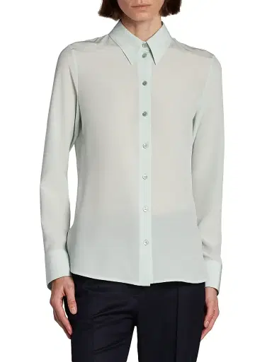 Stella McCartney Women's Iconic Silk Shirt - Frosty Blue - Size 12 | Thumbnail 3