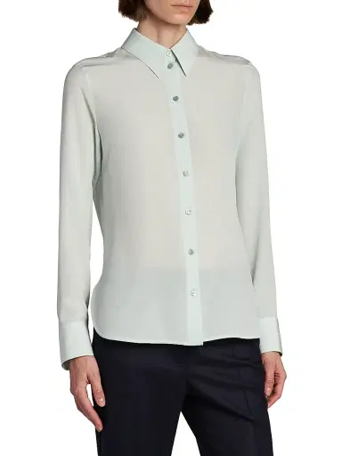 Stella McCartney Women's Iconic Silk Shirt - Frosty Blue - Size 12 | Thumbnail 4