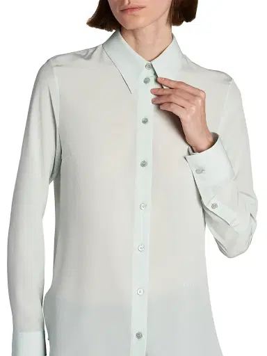 Stella McCartney Women's Iconic Silk Shirt - Frosty Blue - Size 12 | Thumbnail 6