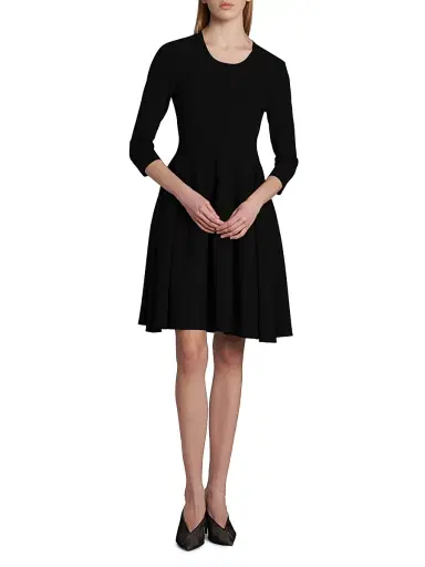 Stella McCartney Women's Compact Knit Fit-And-Flare Knee-Length Dress - Black - Size XS | Thumbnail 2