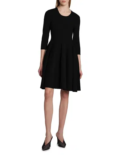Stella McCartney Women's Compact Knit Fit-And-Flare Knee-Length Dress - Black - Size XS | Thumbnail 3