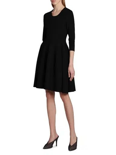 Stella McCartney Women's Compact Knit Fit-And-Flare Knee-Length Dress - Black - Size XS | Thumbnail 4