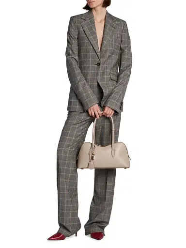 Stella McCartney Women's Tailored Check Wool Slim Pants - Grey Melange | Thumbnail 2 Stella McCartney Women's Tailored Check Wool Slim Pants - Grey Melange | Thumbnail 2