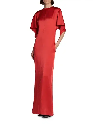 Stella McCartney Women's Satin Handkerchief Maxi Dress - Tomato - Size 12 | Thumbnail 2