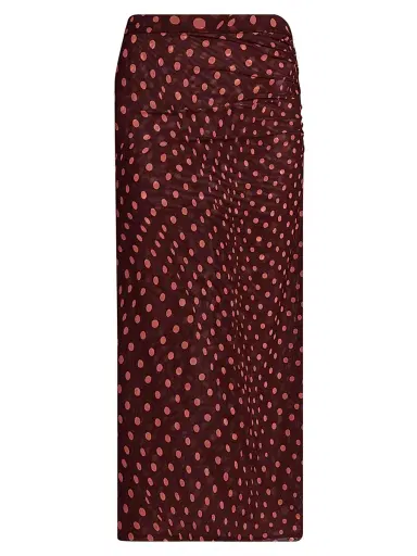 Stella McCartney Women's Polka Dot Mesh Midi Skirt - Burgundy Pink - Size XS | Thumbnail 1 Stella McCartney Women's Polka Dot Mesh Midi Skirt - Burgundy Pink - Size XS | Thumbnail 1