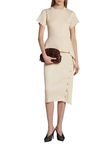 Stella McCartney Women's Draped Rib-Knit Cotton T-Shirt | Thumbnail 2 Stella McCartney Women's Draped Rib-Knit Cotton T-Shirt | Thumbnail 2