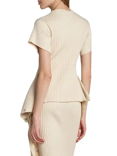 Stella McCartney Women's Draped Rib-Knit Cotton T-Shirt | Thumbnail 5 Stella McCartney Women's Draped Rib-Knit Cotton T-Shirt | Thumbnail 5