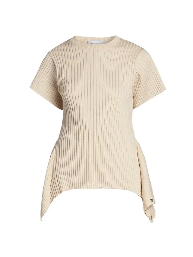 Stella McCartney Women's Draped Rib-Knit Cotton T-Shirt -