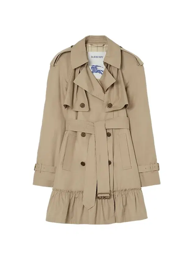 Burberry Women's Short Ruched Gabardine Trench Coat - Saltmarsh Beige